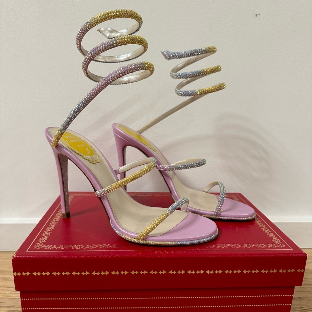 Authentic Rene Caovilla Cleo Crystal Wrap Sandals Heels